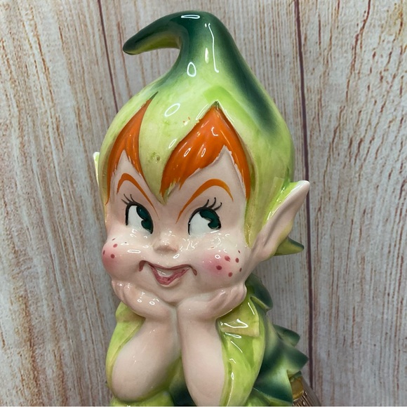 Vintage Lefton Pixie Elf Barrel O Money Bank Marika’s Original - Picture 2 of 13